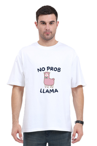 Thumbnail for No Prob Llama: Oversized White Unisex Tee