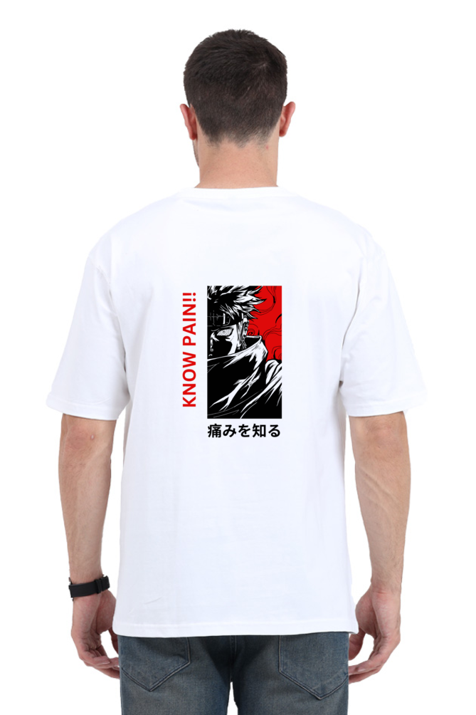 Know Pain!: Oversized White Unisex Anime Tee