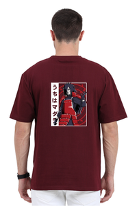 Thumbnail for Ghost Of Uchiha: Madara Oversized Maroon Anime Tee