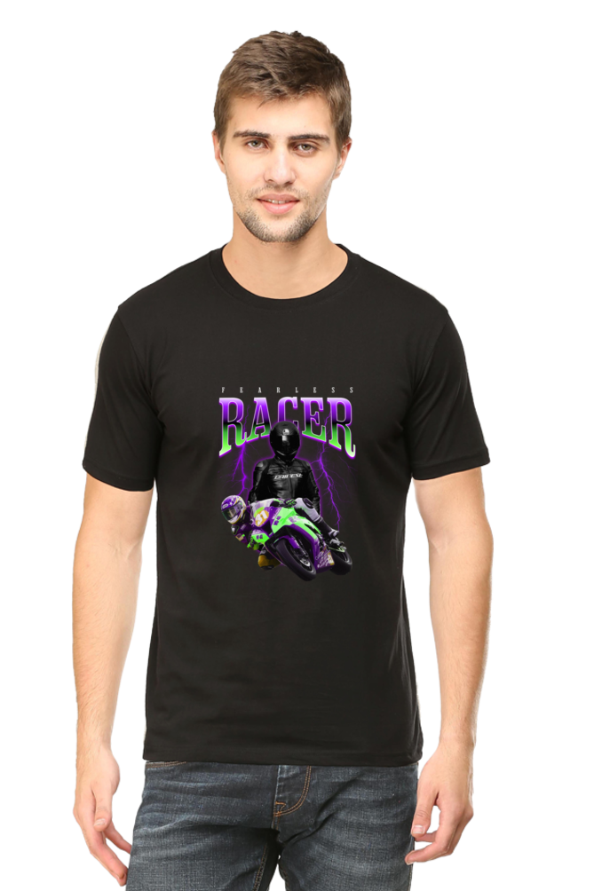 Fearless Racer: Black Unisex Biker Tee