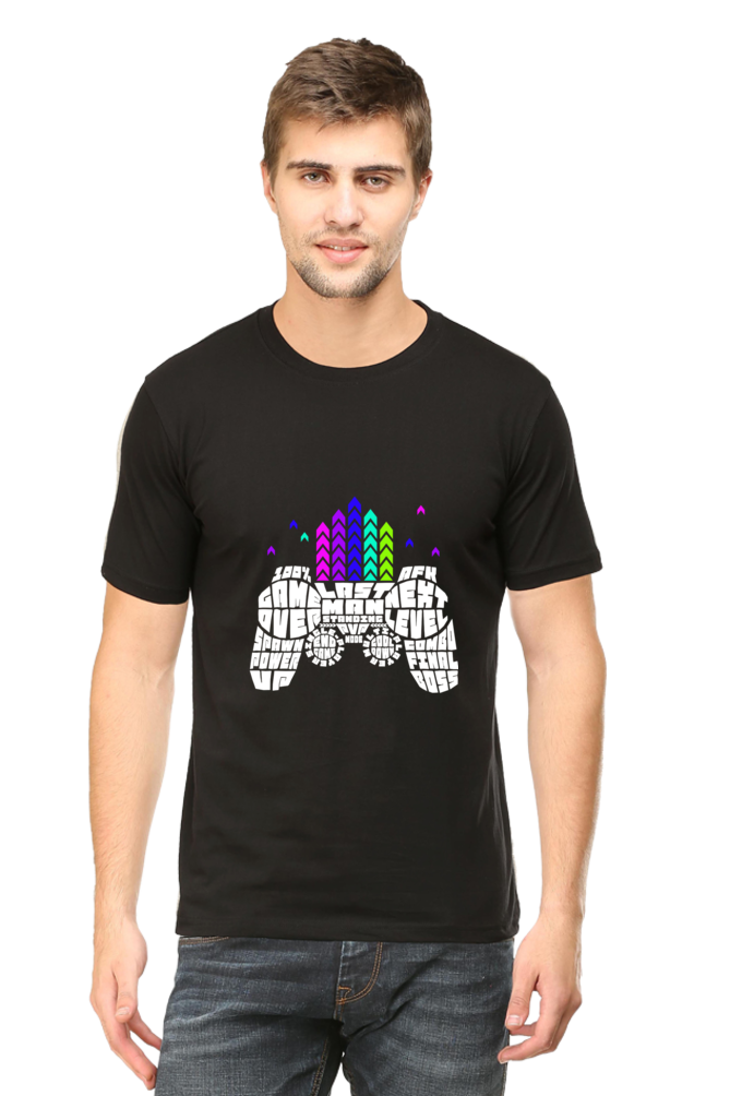Typographic Gaming Controller: Black Unisex Gamer Tee