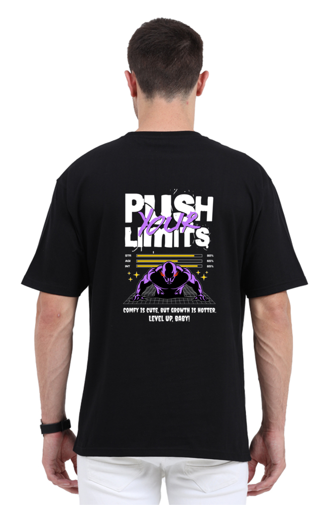 Push Your Limits: Oversized Black Unisex Tee