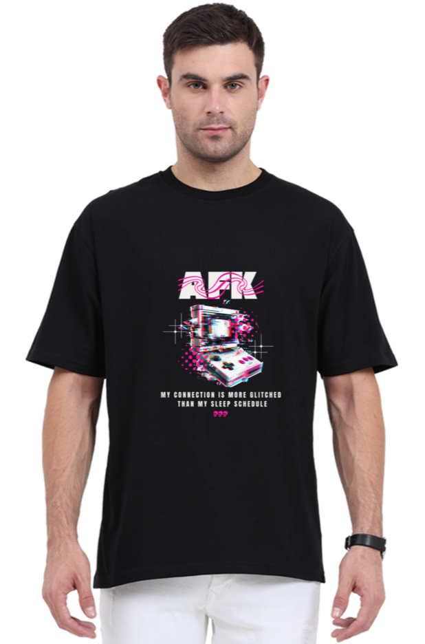 AFK: Glitched Black Oversized Gamer Tee