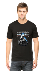 Thumbnail for Cosmic Bike: Try Space Black Unisex Biker Tee