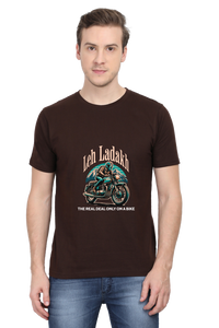 Thumbnail for Leh Ladakh: Unisex Coffee Brown Biker Tee