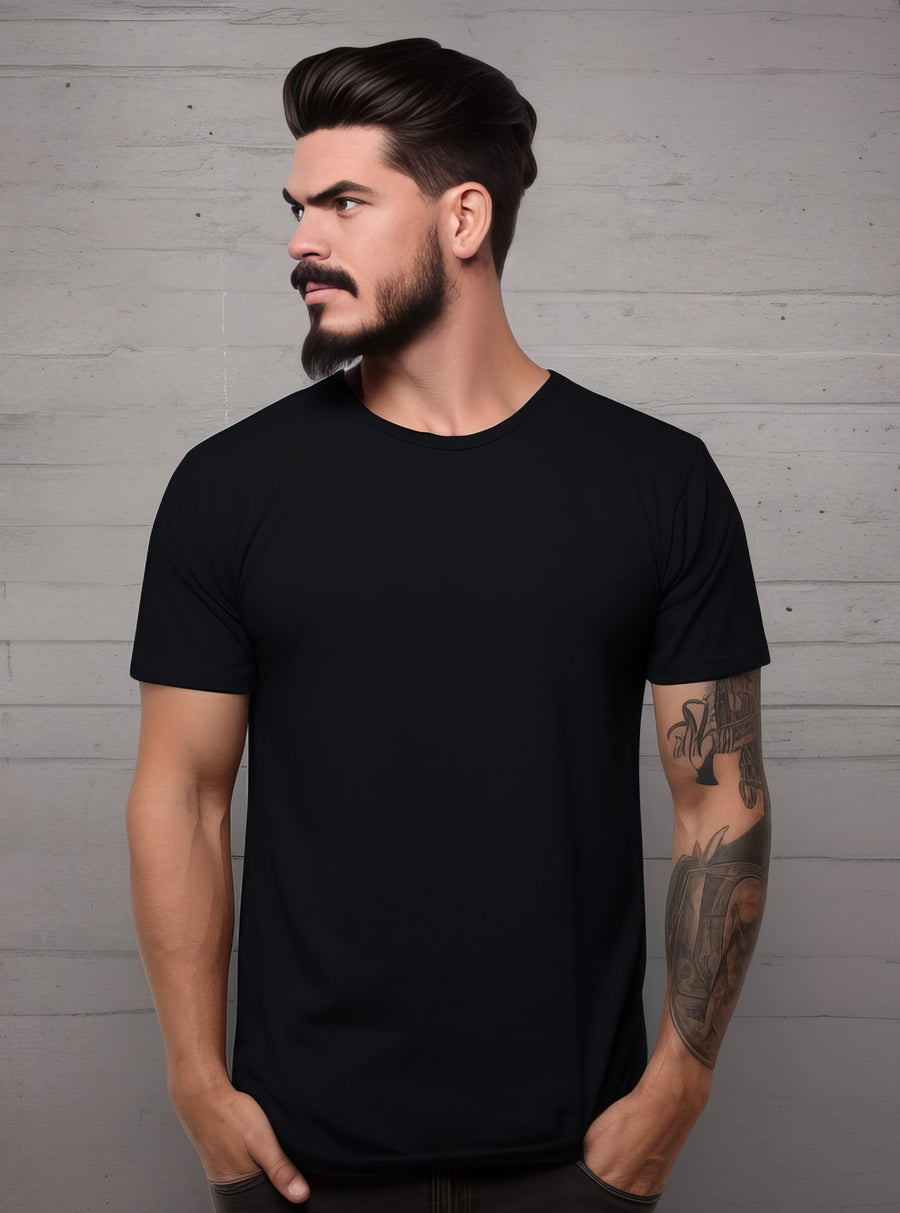 Essential Plain Black Tee: Unisex Fit