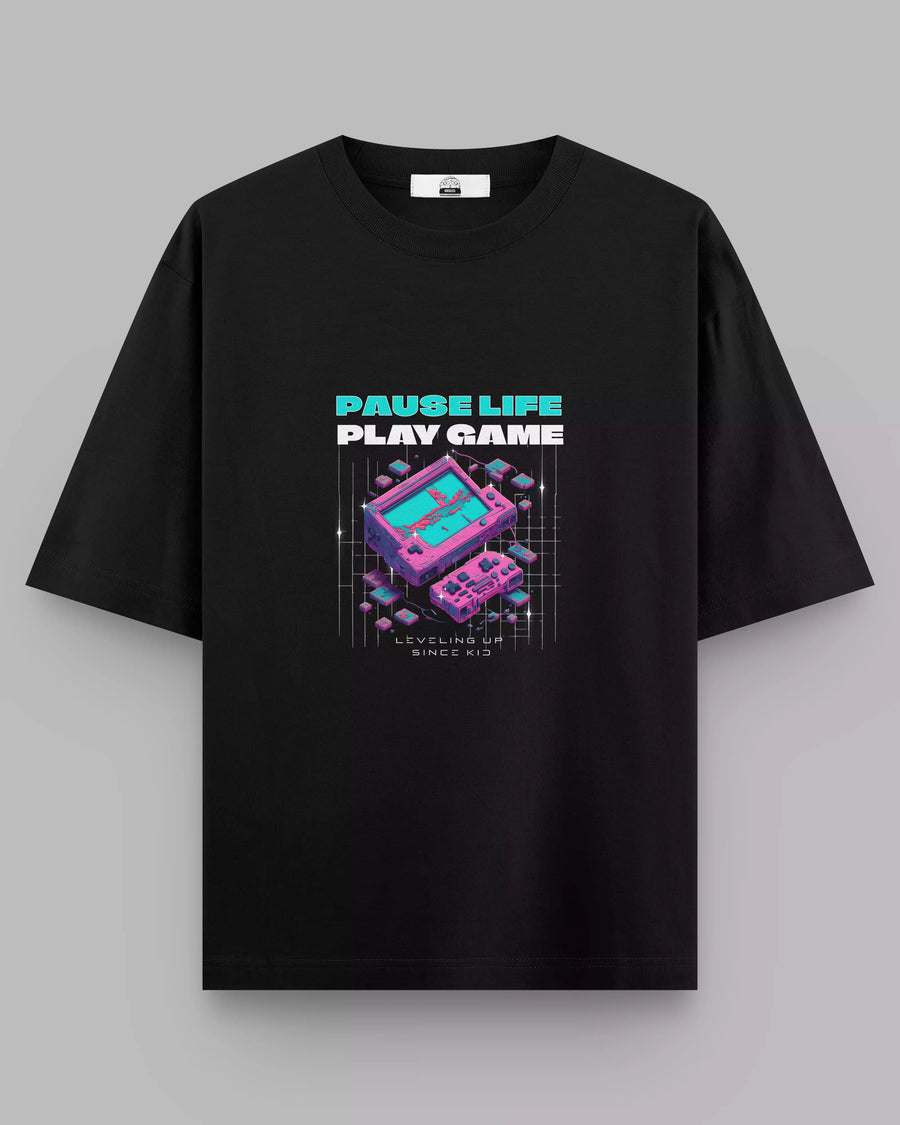 Play Game: Black Oversized Gamer Tee