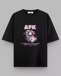 Thumbnail for AFK: Glitched Black Oversized Gamer Tee