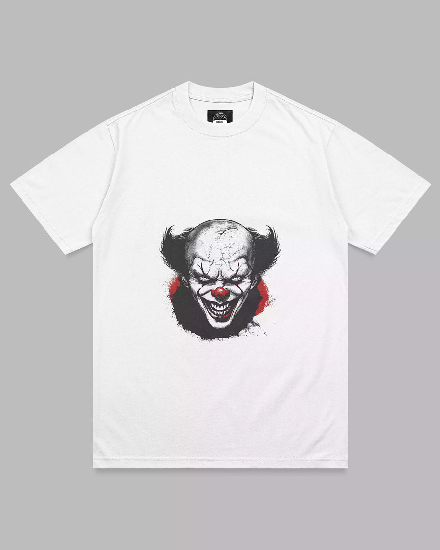 Unisex Circus Giggles: White Clown Tee