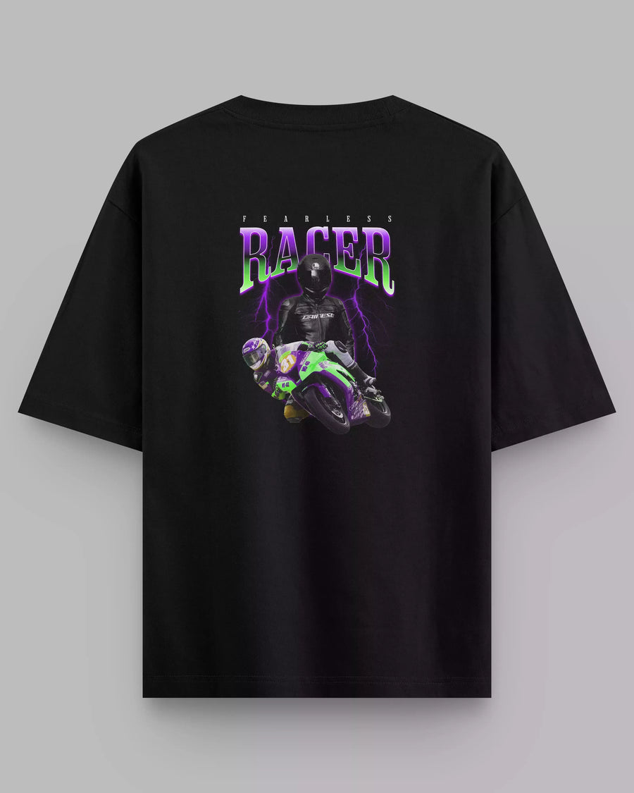 Engine Heart: Fearless Racer Black Unisex Oversized Tee