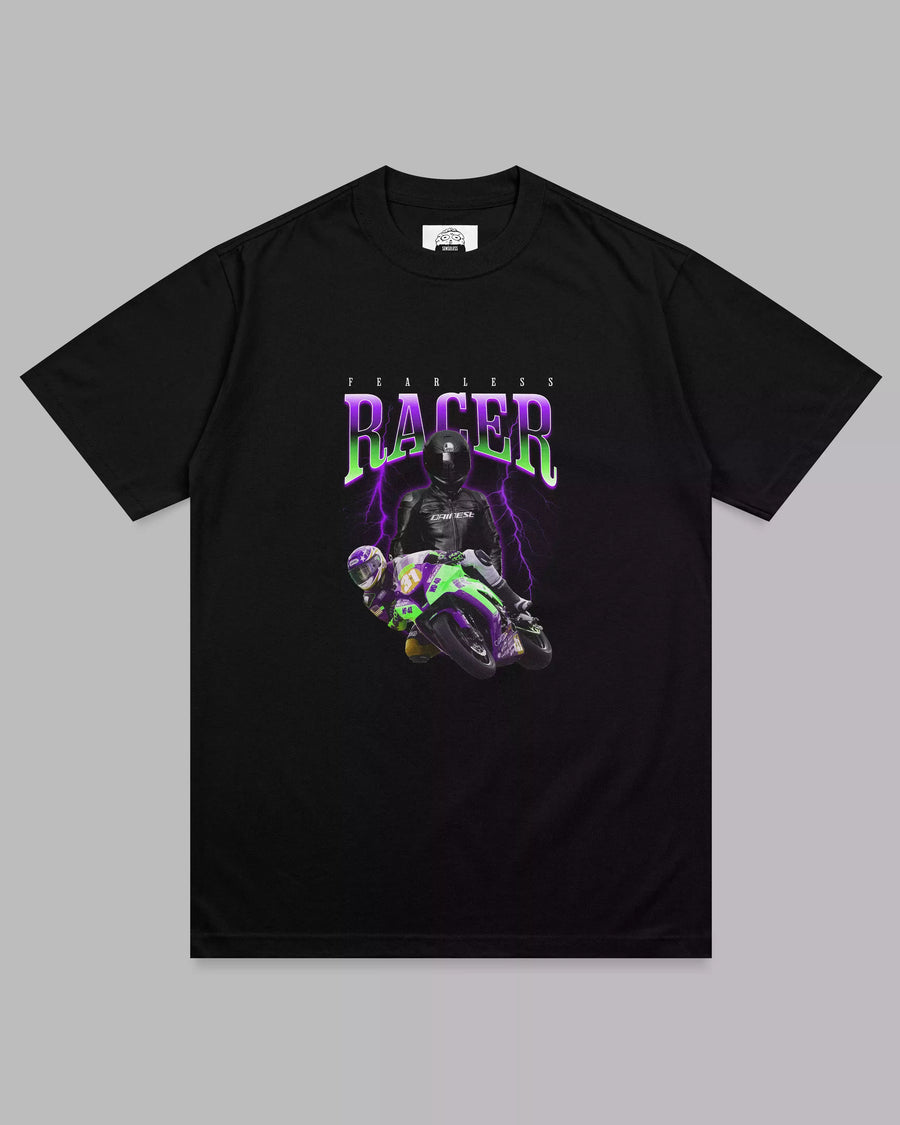 Fearless Racer: Black Unisex Biker Tee
