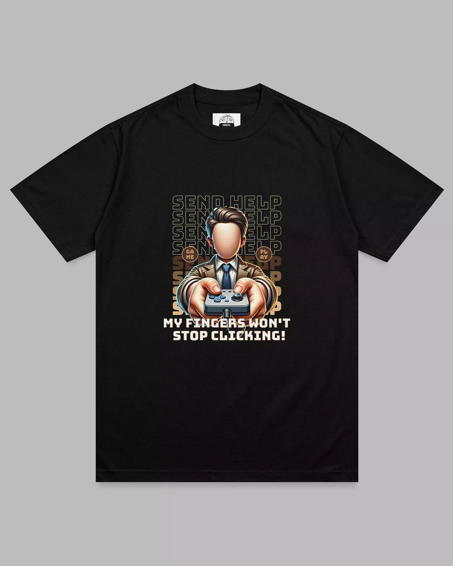 Send Help: Gaming Addiction Black Unisex Gamer Tee