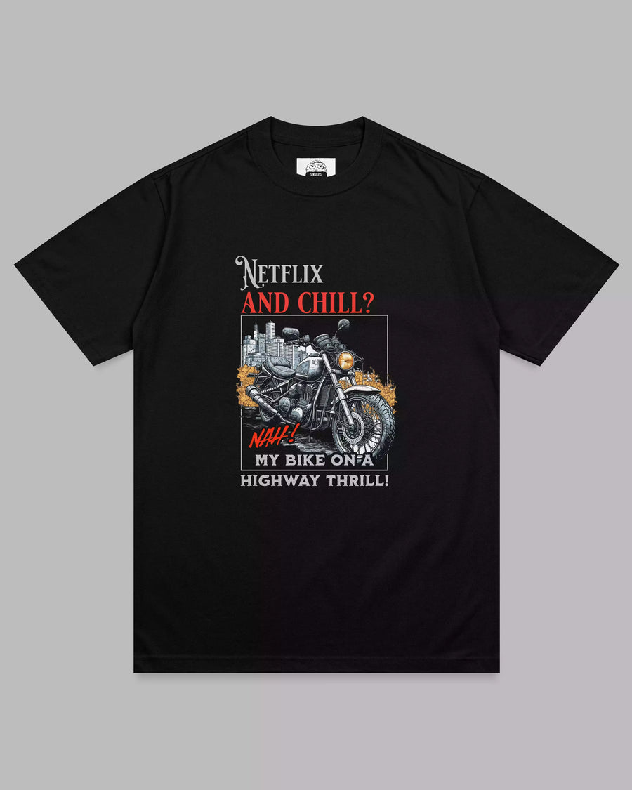 Highway Thrill: Black Unisex Biker Tee