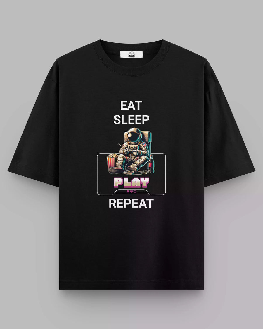 Life Of Gamer: Black Unisex Oversized Gamer Tee