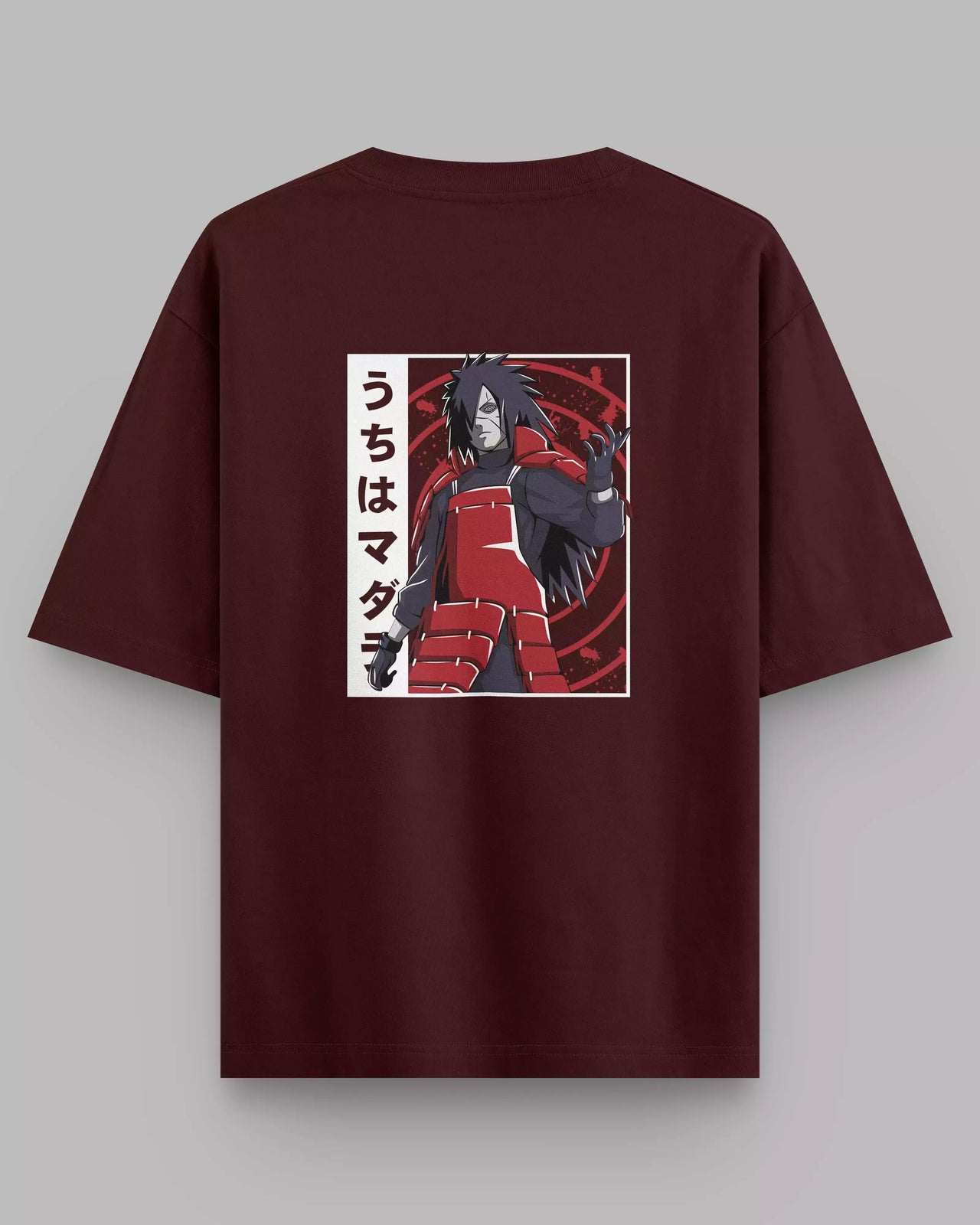 Ghost Of Uchiha: Madara Oversized Maroon Anime Tee