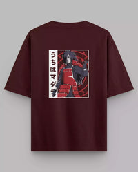 Thumbnail for Ghost Of Uchiha: Madara Oversized Maroon Anime Tee