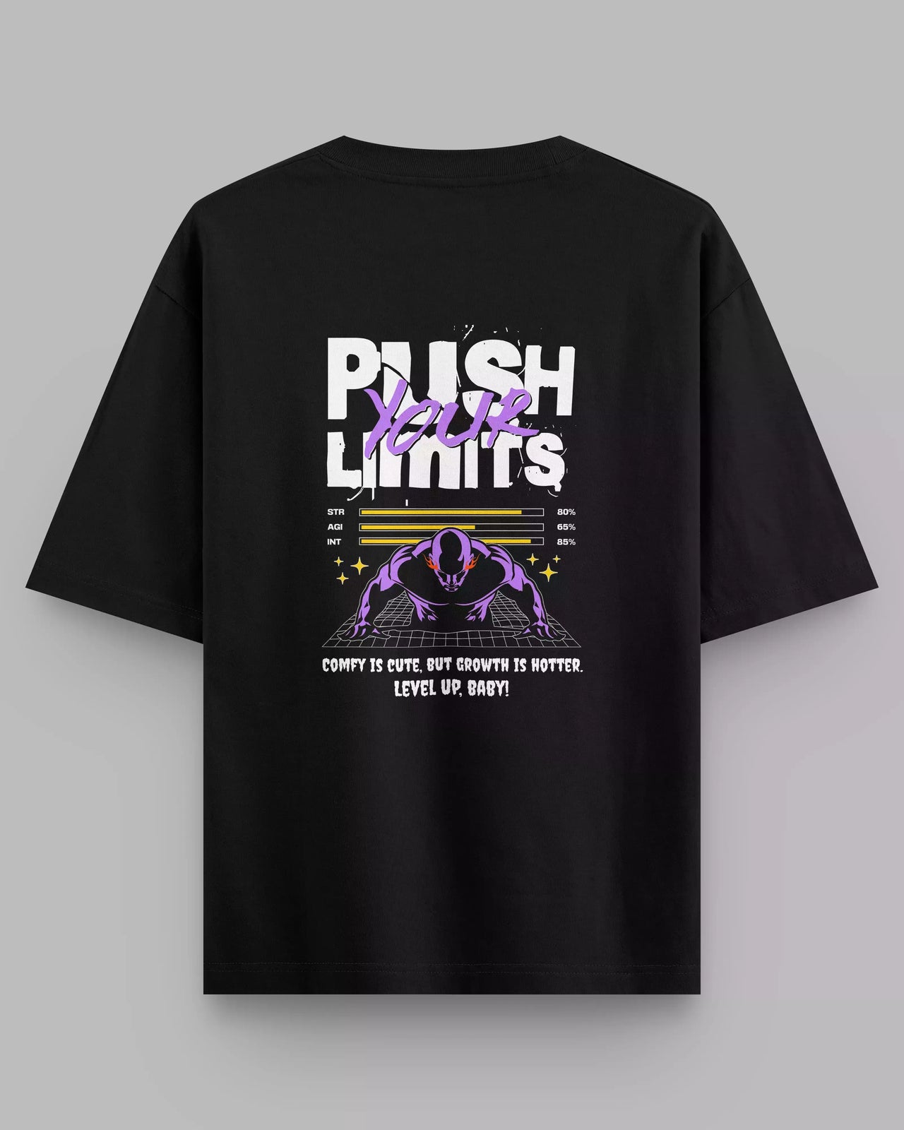 Push Your Limits: Oversized Black Unisex Tee