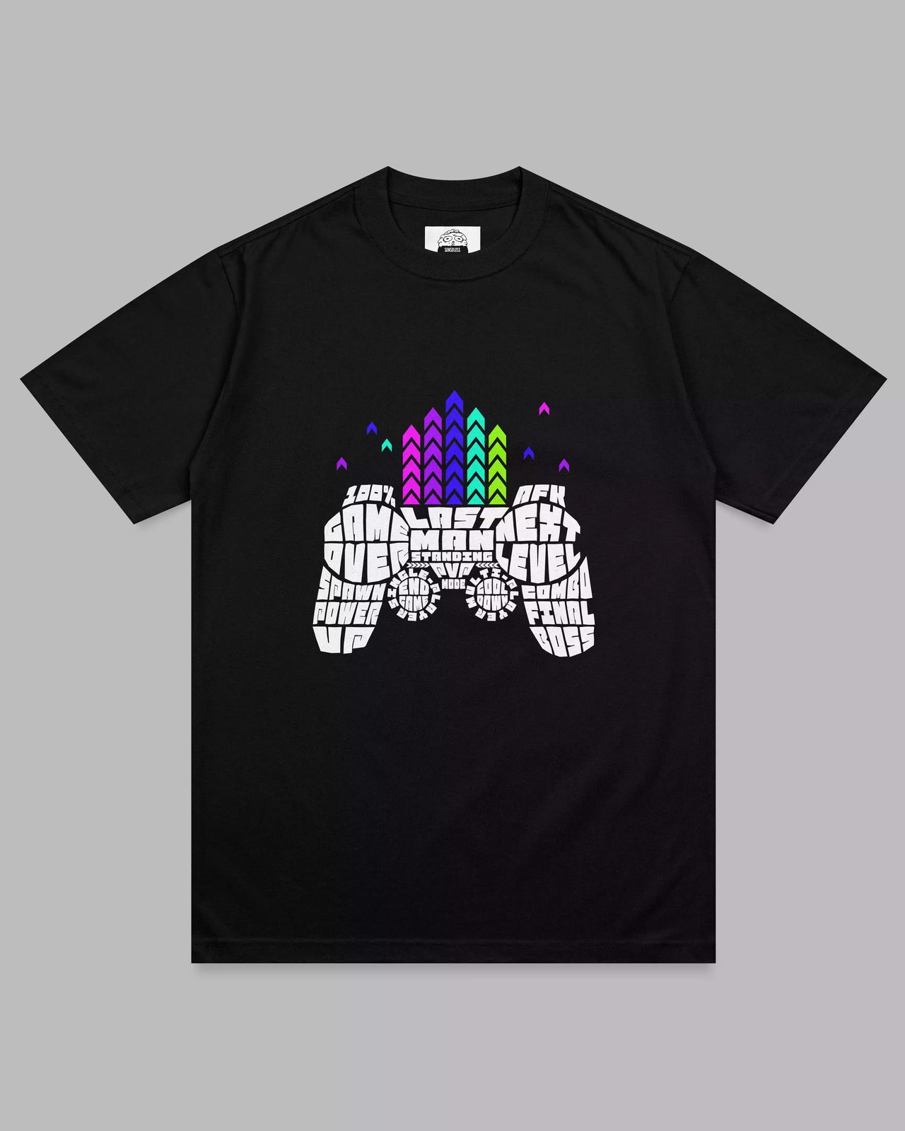 Typographic Gaming Controller: Black Unisex Gamer Tee
